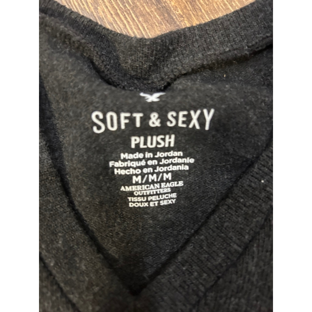 American Eagle Outfitters Gray Long Sleeve V-Neck Tee M - Picture 5 of 6
